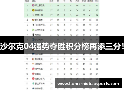 沙尔克04强势夺胜积分榜再添三分！